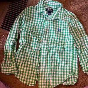 Green and white size 6 boys chaps polo long sleeved shirt
